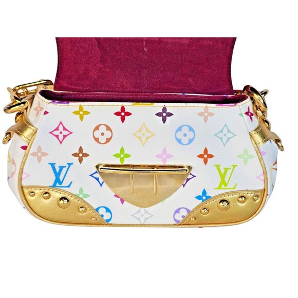 LOUIS VUITTON Monogram Multicolor Marilyn White Murakami Gold Chain Small Bag LV - Picture 8 of 16